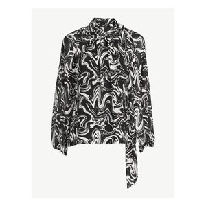 NWT Scoop size L Blouse with attached neck scarf to tie. Black/white.